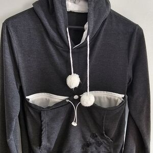 Pet Holder Kangaroo-Style Sweat Shirt, Heather Gray, Fleece Holser Zips Out M